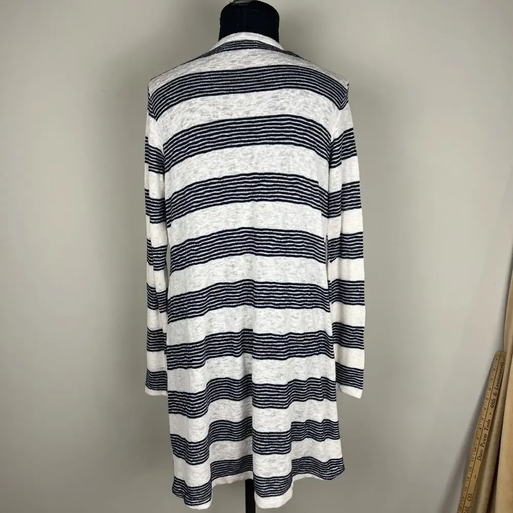 Renee‎ C Open Cardigan Lightweight Black Cream Cardigan Small Duster USA